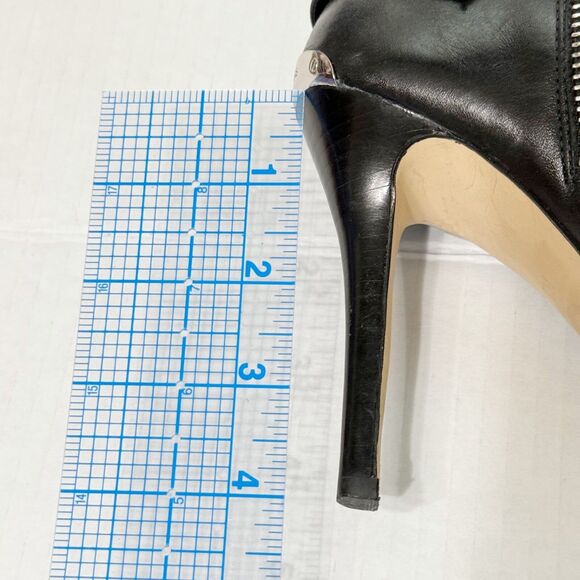 Michael Kors Black Leather Foldover Kendra Open Peep Toe Stiletto Booties 7M - Picture 10 of 12